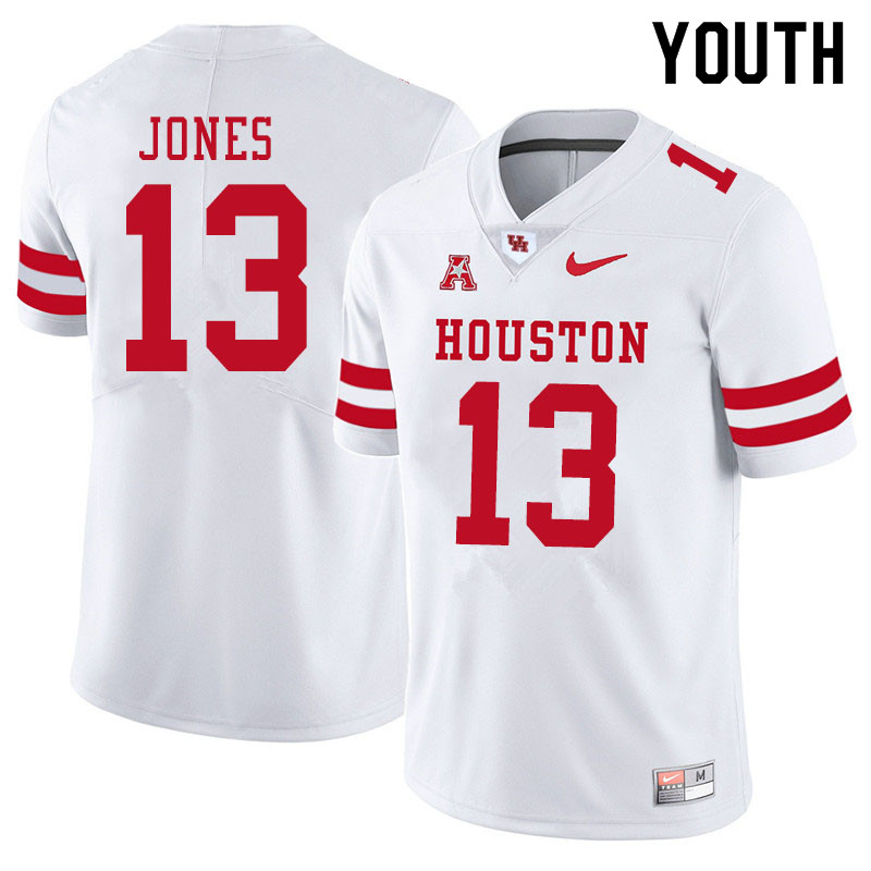 Youth #13 Marcus Jones Houston Cougars College Football Jerseys Sale-White - Click Image to Close